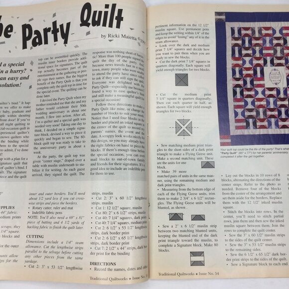 Traditional Quiltworks Pattern Magazine Quilter Feb Mar 1998 Issue No 54 Pattern - Picture 6 of 13